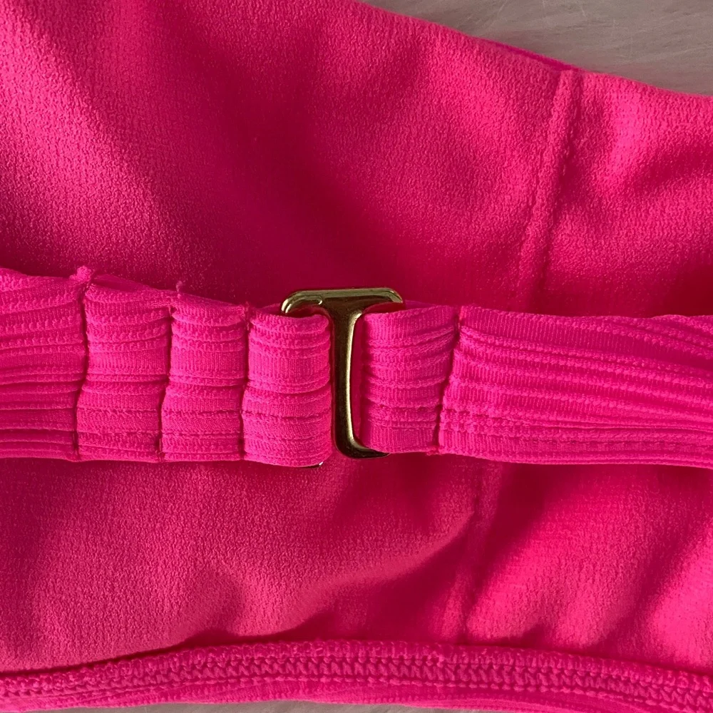 Salt + Cove Neon Pink ribbed bralette swim bikini top size medium - Picture 5 of 7
